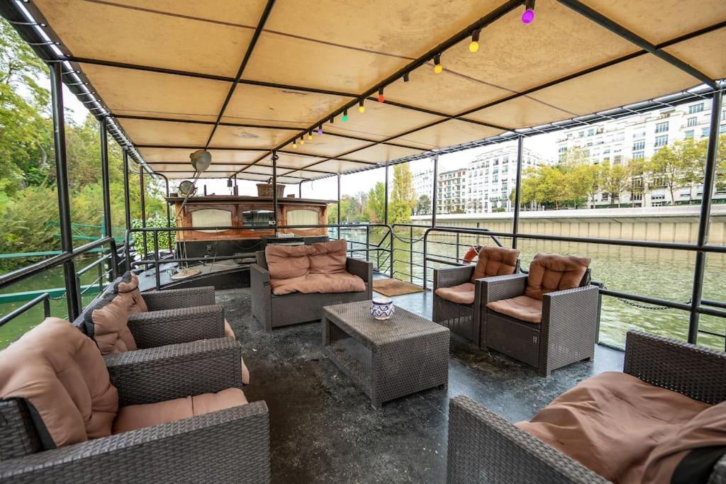 Villa Grande péniche 4 ch - 10 pers -Paris - Ile de Puteaux- terrasses Exterior foto