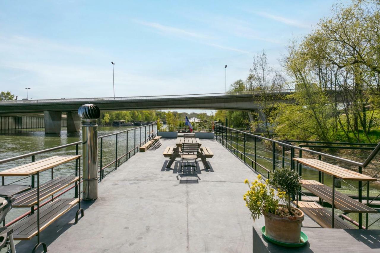 Villa Grande péniche 4 ch - 10 pers -Paris - Ile de Puteaux- terrasses Exterior foto