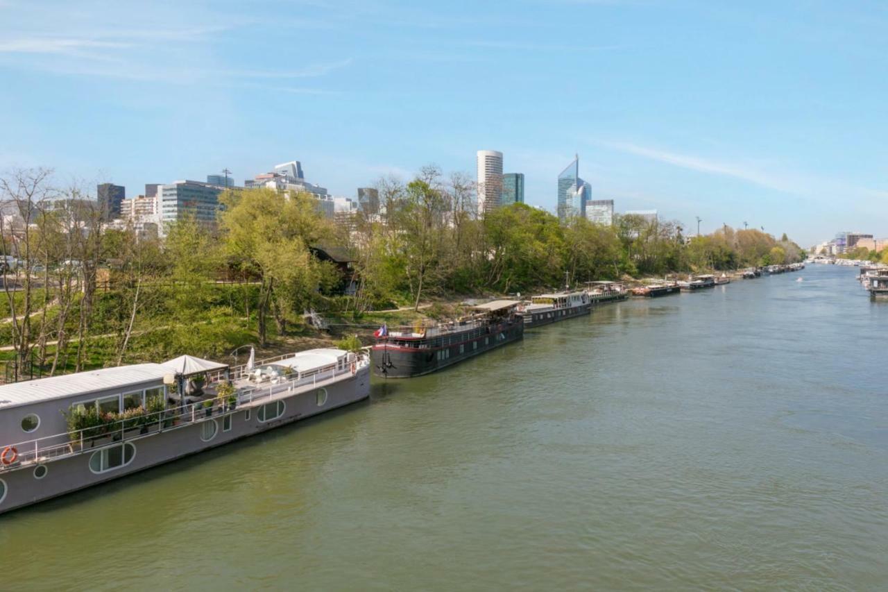 Villa Grande péniche 4 ch - 10 pers -Paris - Ile de Puteaux- terrasses Exterior foto